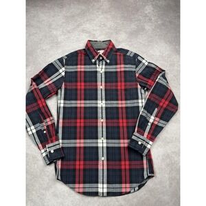 J Crew Shirt Mens XS Red Navy Plaid Washed Tartan Button Down Cotton Casual
